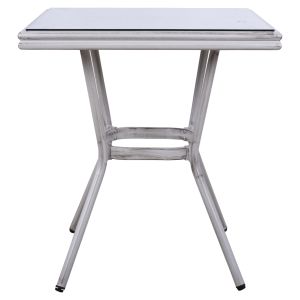 Garden aluminum table 70x70x76 Hm5568.01 white patina with glass top