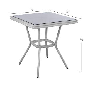 Garden aluminum table 70x70x76 Hm5568.01 white patina with glass top