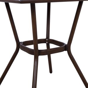 Garden aluminum table 70x70x76 Hm5568.03 brown with glass top