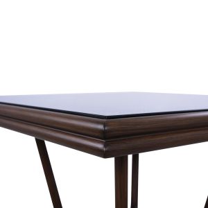 Garden aluminum table 70x70x76 Hm5568.03 brown with glass top