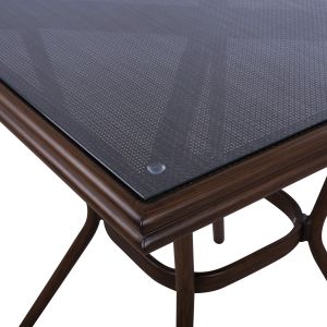 Garden aluminum table 70x70x76 Hm5568.03 brown with glass top