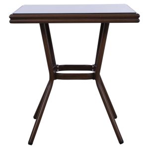 Garden aluminum table 70x70x76 Hm5568.03 brown with glass top