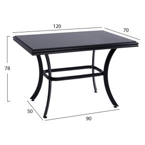 Garden aluminum table Hm5533,02 brown 120x70x78cm