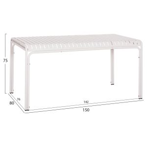 Garden aluminum table Rachel Hm6339.02 white color 150x80x75cm.