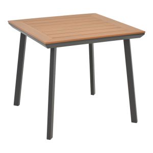 Synergy aluminum garden table with plywood top, anthracite/natural color 80x80x74cm