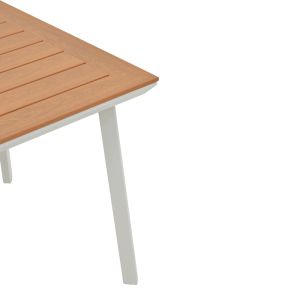Synergy aluminum garden table with plywood top, white/natural color, 80x80x74cm