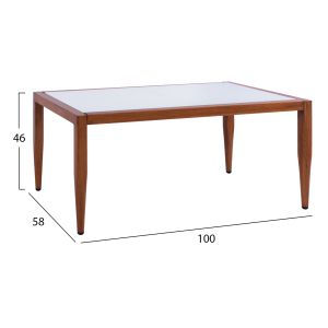 Garden aluminum table with glass top 100x58x46 Hm5551,01