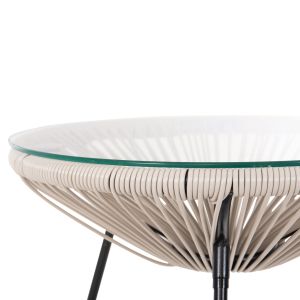 Garden coffee table Acapulco black metal, synthetic rattan beige D47x45cm Hm5874,03
