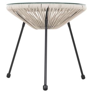 Garden coffee table Acapulco black metal, synthetic rattan beige D47x45cm Hm5874,03