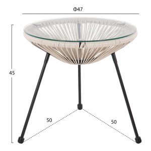 Garden coffee table Acapulco black metal, synthetic rattan beige D47x45cm Hm5874,03
