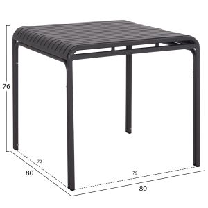 Garden square aluminum table Rachel Hm6338.01 gray color 80x80x76cm.