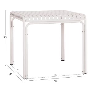 Garden square aluminum table Rachel Hm6338.02 white color 80x80x75cm.