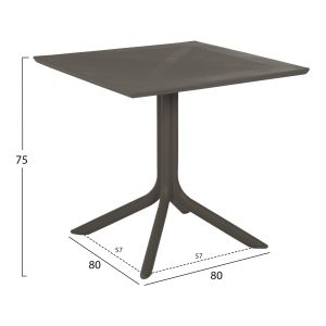 Square garden table made of polypropylene, moon, Hm5930.15, dark olive 80x80x75cm.