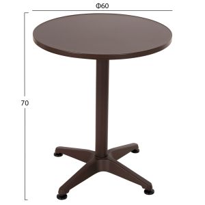 Goss round garden table made of aluminum in brown D60x70hcm Hm5974.02