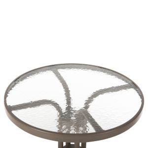 Garden round table Lima metal champagne, glass top D60x70cm Hm5079,04
