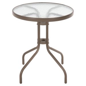 Garden round table Lima metal champagne, glass top D60x70cm Hm5079,04