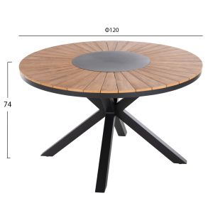 Garden round table Moril aluminum anthracite, natural color polywood D120cm Hm6041,01