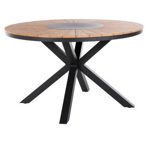 Garden round table Moril aluminum anthracite, natural color polywood D120cm Hm6041,01