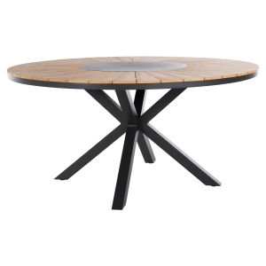 Garden round table Moril aluminum anthracite, natural color polywood D150cm Hm6042,01