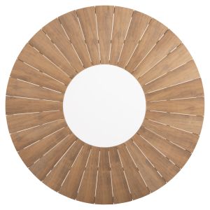 Garden round table Moril white aluminum, natural color polywood D120cm Hm6041,02
