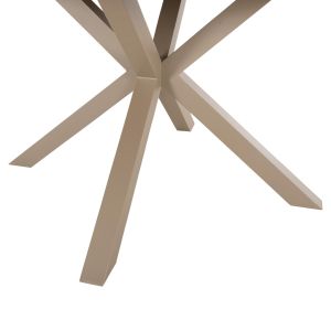 Garden round table Moril aluminum in champagne color-polywood in natural wood D120cm Hm6041