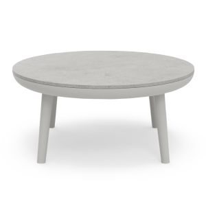 Garden round coffee table Zodiac Sm6214.02 creamy white aluminum and gray 3d print glass top - Φ60x28hcm.