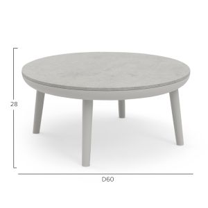 Garden round coffee table Zodiac Sm6214.02 creamy white aluminum and gray 3d print glass top - Φ60x28hcm.