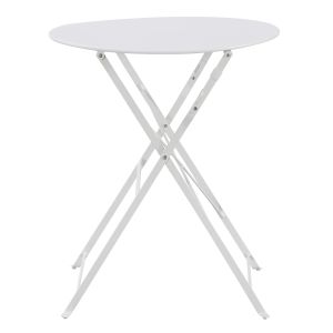Garden round folding table Sophie Hm6336.01 metal in white Φ60x70hcm.