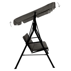 Garden swing Globo metal black-fabric gray 170x110x153cm