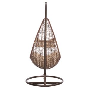 Garden swing Millie in brown synthetic rattan, cream cushions D95x195cm Hm5996.05