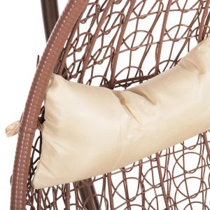 Garden swing Millie in brown synthetic rattan, cream cushions D95x195cm Hm5996.05