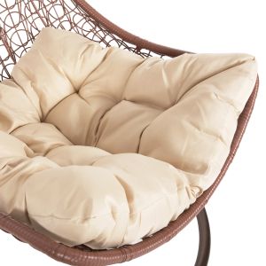 Garden swing Millie in brown synthetic rattan, cream cushions D95x195cm Hm5996.05