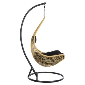 Garden swing Millie metal frame and UV synthetic rattan weave, black and beige D95x195cm Hm5996,04