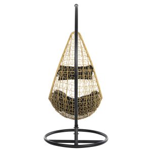 Garden swing Millie metal frame and UV synthetic rattan weave, black and beige D95x195cm Hm5996,04