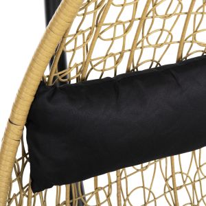 Garden swing Millie metal frame and UV synthetic rattan weave, black and beige D95x195cm Hm5996,04