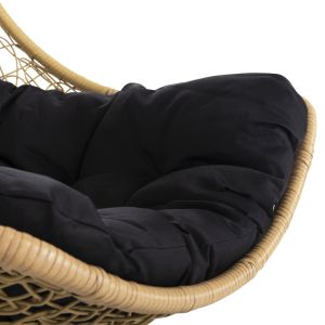 Garden swing Millie metal frame and UV synthetic rattan weave, black and beige D95x195cm Hm5996,04