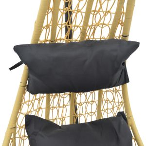Градинска люлка Soleil висяща Pp в натурален цвят и черен метал 103x83x200cm