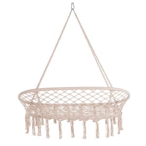Garden swing hammock macrame Nest Hm5769 two-seater in beige color 130x67x120-140hcm