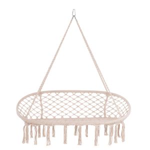 Garden swing hammock macrame Nest Hm5769 two-seater in beige color 130x67x120-140hcm