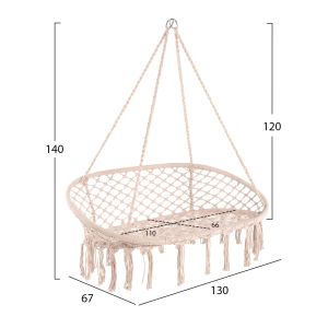 Garden swing hammock macrame Nest Hm5769 two-seater in beige color 130x67x120-140hcm
