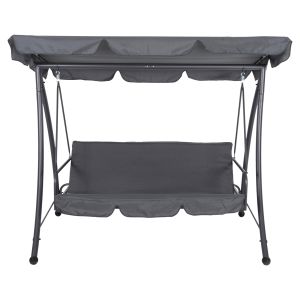Garden swing-bed 3-seater, sun canopy Likid Hm5980,01 with metal frame and fabric in gray color 200x120x164hcm
