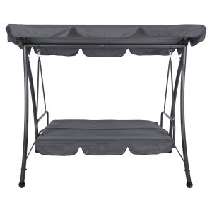 Garden swing-bed 3-seater, sun canopy Likid Hm5980,01 with metal frame and fabric in gray color 200x120x164hcm
