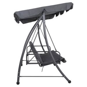 Garden swing-bed 3-seater, sun canopy Likid Hm5980,01 with metal frame and fabric in gray color 200x120x164hcm