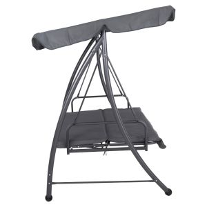 Garden swing-bed 3-seater, sun canopy Likid Hm5980,01 with metal frame and fabric in gray color 200x120x164hcm