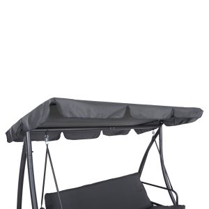 Garden swing-bed 3-seater, sun canopy Likid Hm5980,01 with metal frame and fabric in gray color 200x120x164hcm