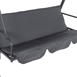 Garden swing-bed 3-seater, sun canopy Likid Hm5980,01 with metal frame and fabric in gray color 200x120x164hcm