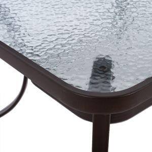Garden table 150x90χ75cm brown with glass top and umbrella hole Hm5145,12