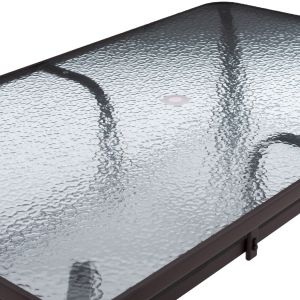 Garden table 150x90χ75cm brown with glass top and umbrella hole Hm5145,12