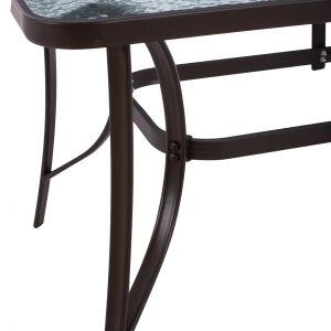 Garden table 150x90χ75cm brown with glass top and umbrella hole Hm5145,12