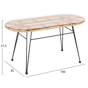 Garden table Allegra with rattan in beige-black metal 100x45x51.5hcm Hm5695.11